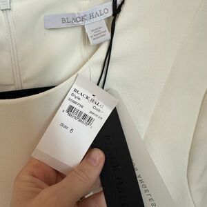 Black Halo white dress